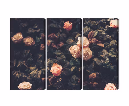 Canvastavla - Multipart Pastel Roses in Vintage