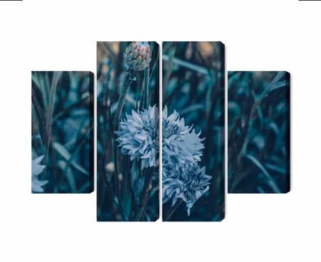 Canvastavla - Multipart Cornflowers in the Meadow