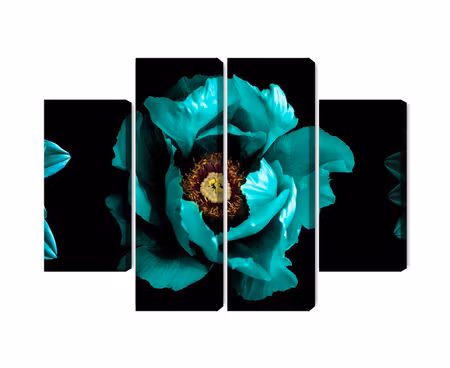 Canvastavla - Multipart Turquoise Flowers on a