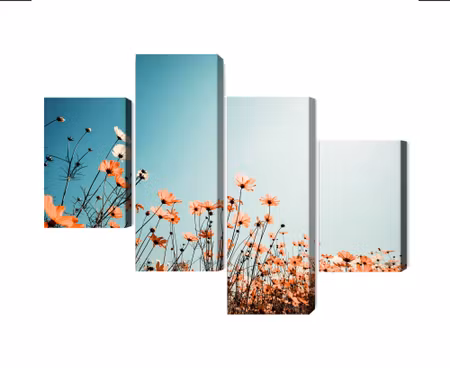 Canvastavla - Multipart Field Flowers in the Sun