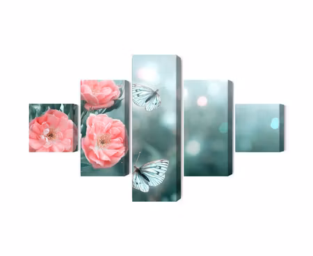 Canvastavla - Multipart Delicate Flowers and D