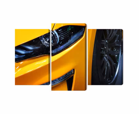 Canvastavla - Multipart Front of a Yellow Sports