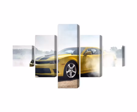 Canvastavla - Multipart D Drifting Yellow Car