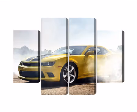 Canvastavla - Multipart D Drifting Yellow Car