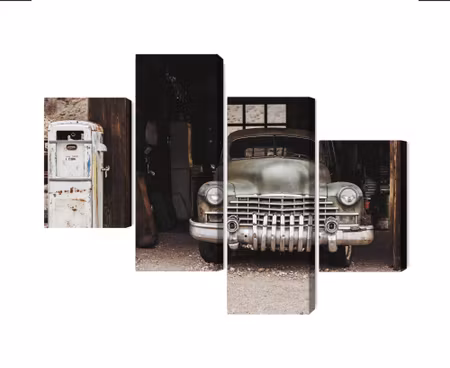 Canvastavla - Multipart Old Car in Vintage Style