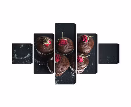 Canvastavla - Multipart Chocolate Muffins with