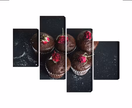 Canvastavla - Multipart Chocolate Muffins with