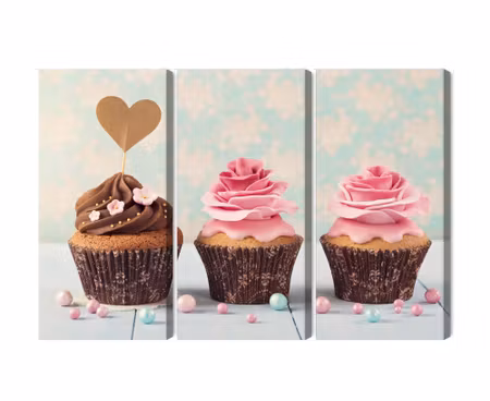 Canvastavla - Multipart Cupcakes with Cream