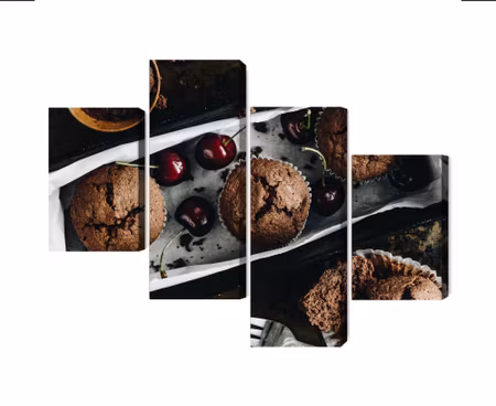 Canvastavla - Multipart Muffins with Cherries