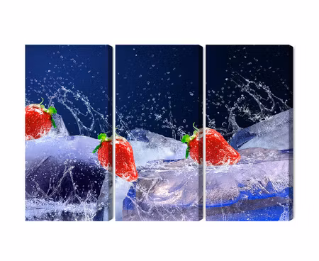 Canvastavla - Multipart Strawberries on Ice