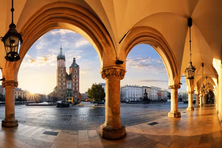 Canvastavla - Multipart View of Krakow At Sunset