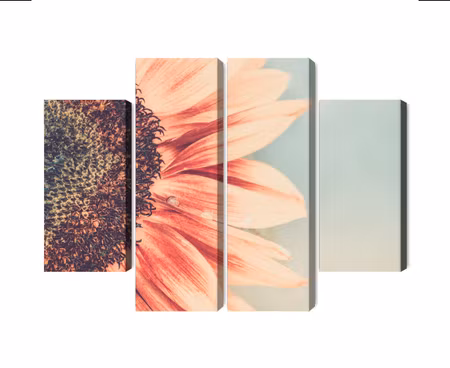 Canvastavla - Multipart Blooming Sunflower on a