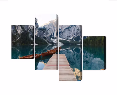 Canvastavla - Multipart Lake Braies in Italy