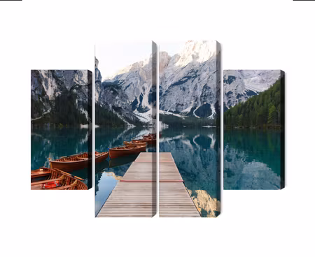 Canvastavla - Multipart Lake Braies in Italy