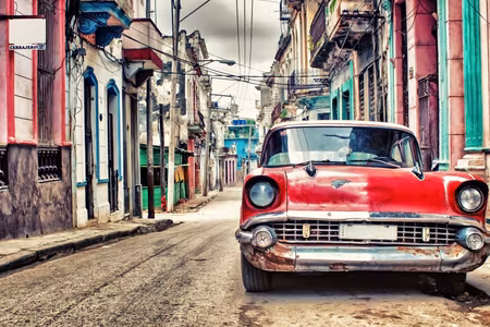 Canvastavla - Multipart Red Chevrolet Car in