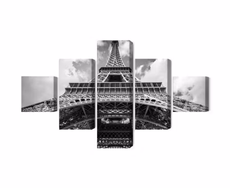 Canvastavla - Multipart Paris Eiffel Tower Black