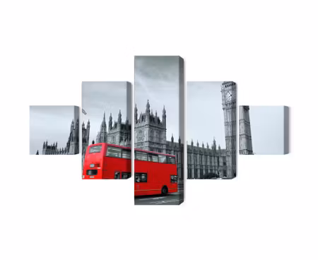 Canvastavla - Multipart Red London Bus