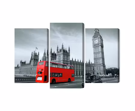 Canvastavla - Multipart Red London Bus