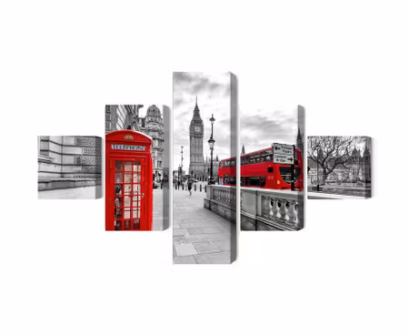 Canvastavla - Multipart Red Phone Booth in London