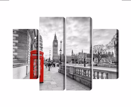 Canvastavla - Multipart Red London Telephone