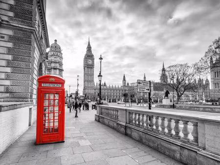 Canvastavla - Multipart Red London Telephone