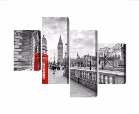 Canvastavla - Multipart Red London Telephone