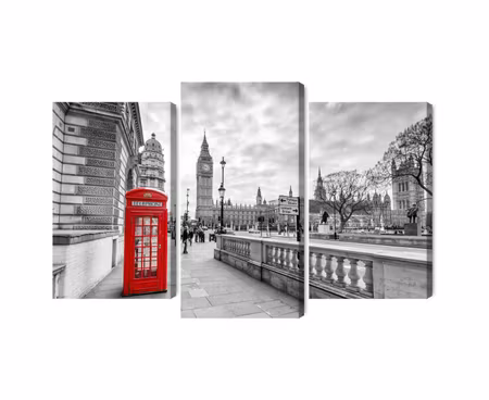 Canvastavla - Multipart Red London Telephone