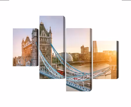 Canvastavla - Multipart Tower Bridge At Sunrise
