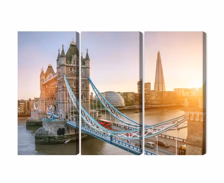 Canvastavla - Multipart Tower Bridge At Sunrise
