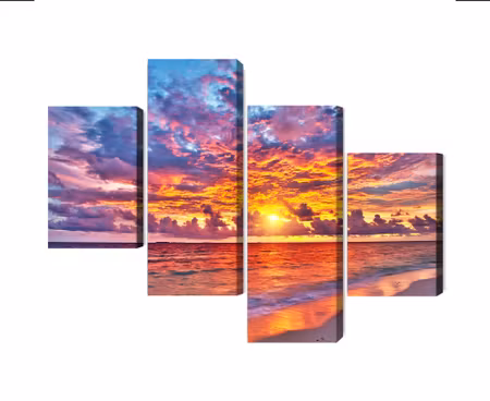Canvastavla - Multipart Picturesque Sunset in the