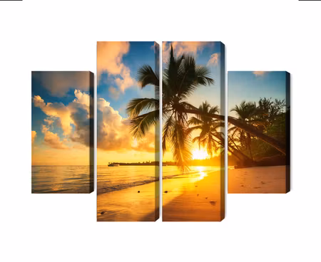 Canvastavla - Multipart Tropical Beach in Punta