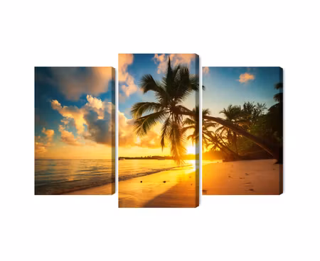 Canvastavla - Multipart Tropical Beach in Punta