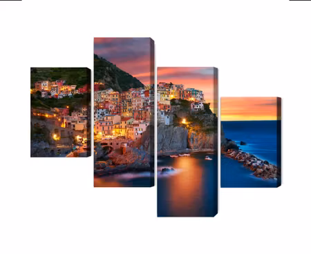 Canvastavla - Multipart Manarola City in Italy