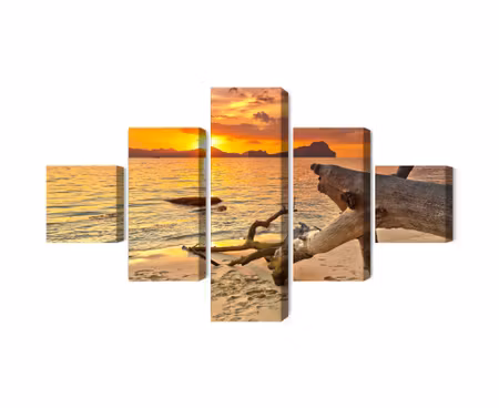 Canvastavla - Multipart Sea Landscape At Sunset