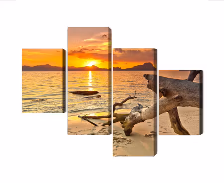 Canvastavla - Multipart Sea Landscape At Sunset