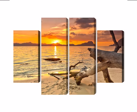 Canvastavla - Multipart Sea Landscape At Sunset