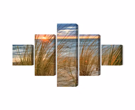 Canvastavla - Multipart Sunrise on the Beach of R