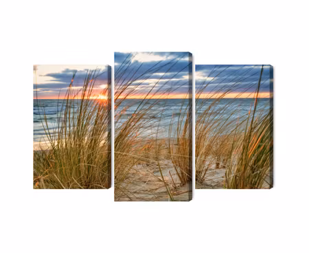 Canvastavla - Multipart Sunrise on the Beach of R
