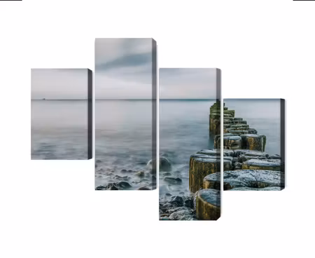 Canvastavla - Multipart Rocky Beach and D Wooden