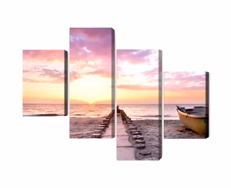 Canvastavla - Multipart Boat on the Beach D