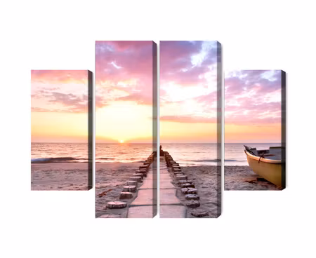 Canvastavla - Multipart Boat on the Beach D