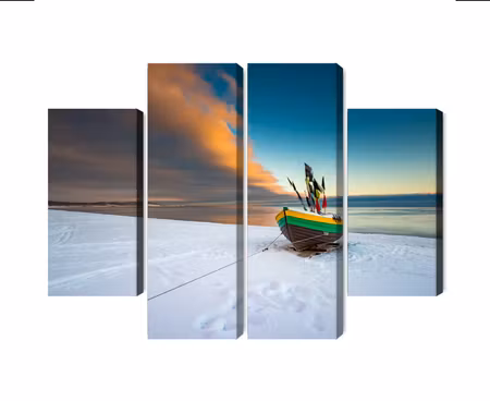Canvastavla - Multipart Fishing Boat on the