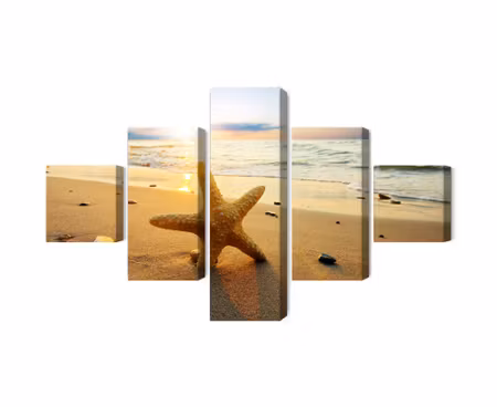 Canvastavla - Multipart Starfish on the Beach D