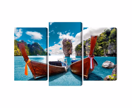 Canvastavla - Multipart Boats At the Andaman Sea