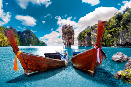 Canvastavla - Multipart Boats At the Andaman Sea