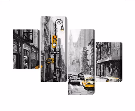 Canvastavla - Multipart American City Street View
