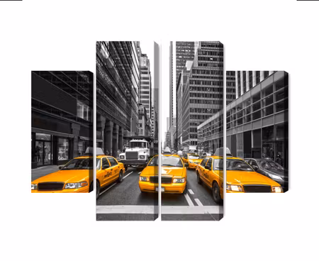 Canvastavla - Multipart Yellow Taxis in New York