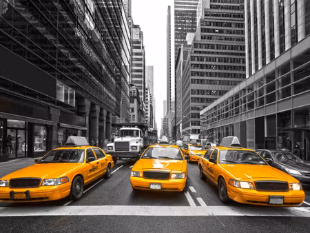 Canvastavla - Multipart Yellow Taxis in New York