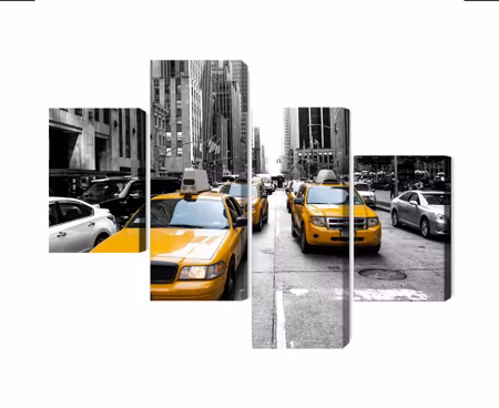 Canvastavla - Multipart Taxis in New York