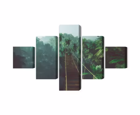 Canvastavla - Multipart Rope Bridge in the Jungle